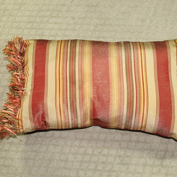 Vintage 90s Custom Decorative Red Yellow Cream Rectangular 13x19 Throw Pillow - Picture 2 of 4